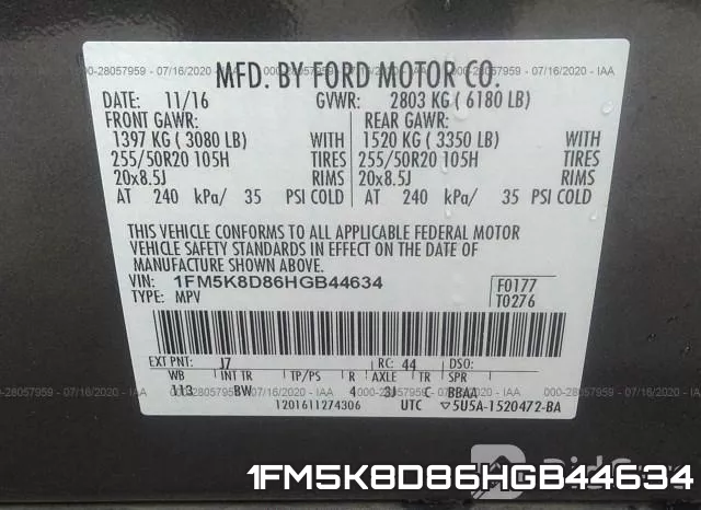 1FM5K8D86HGB44634 фото 10