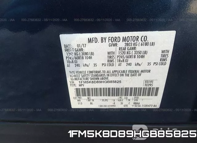 1FM5K8D89HGB85825 фото 10