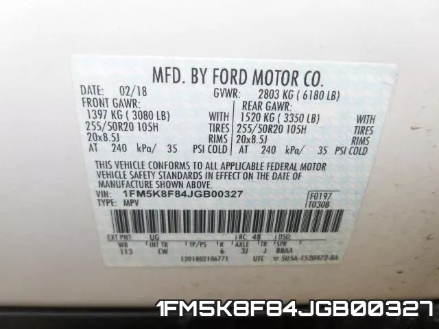 1FM5K8F84JGB00327 фото 2