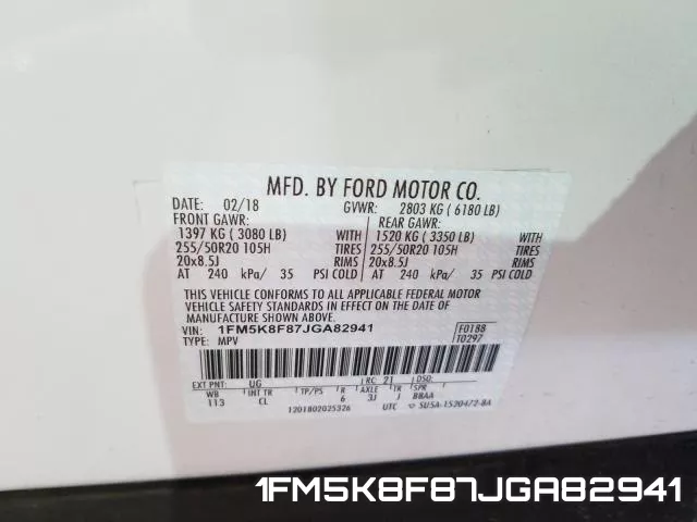 1FM5K8F87JGA82941 фото 2
