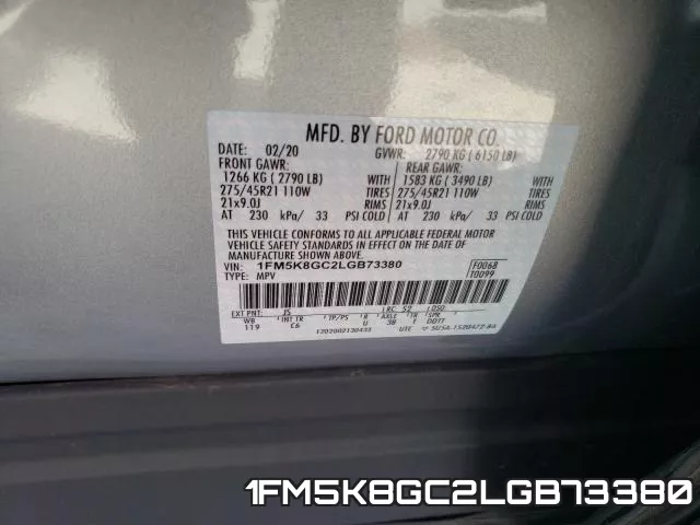 1FM5K8GC2LGB73380 фото 2