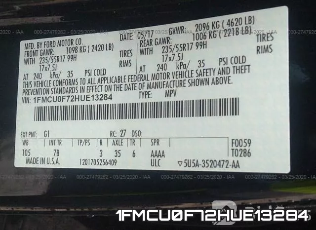 1FMCU0F72HUE13284 фото 10