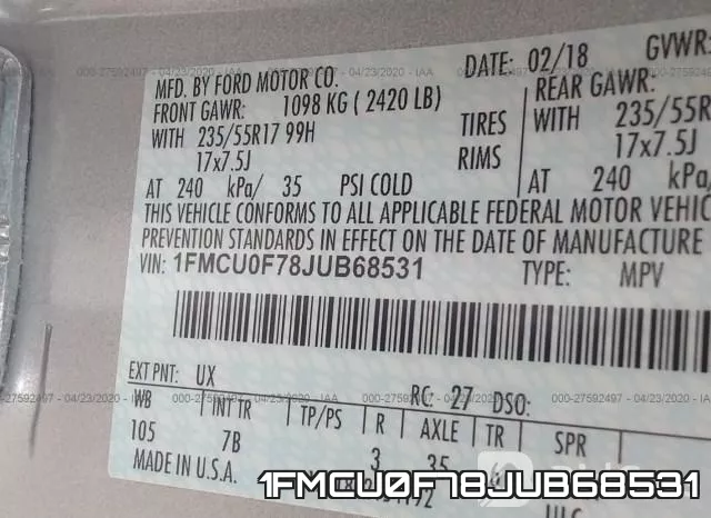 1FMCU0F78JUB68531 фото 10