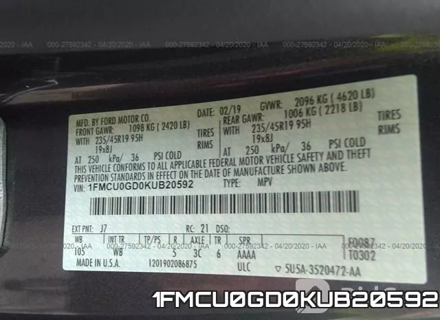 1FMCU0GD0KUB20592 фото 10
