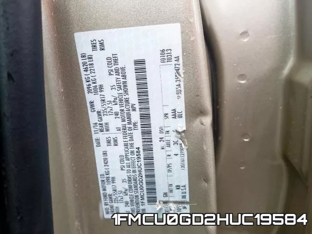 1FMCU0GD2HUC19584 фото 2