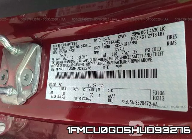 1FMCU0GD5HUD93276 фото 10