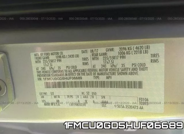 1FMCU0GD5HUF06689 фото 10