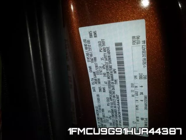 1FMCU9G91HUA44387 фото 2