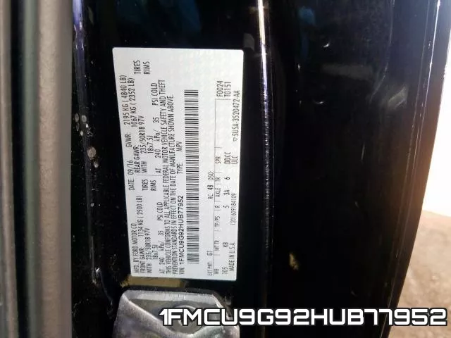 1FMCU9G92HUB77952 фото 2