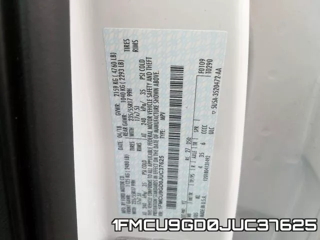 1FMCU9GD0JUC37625 фото 2