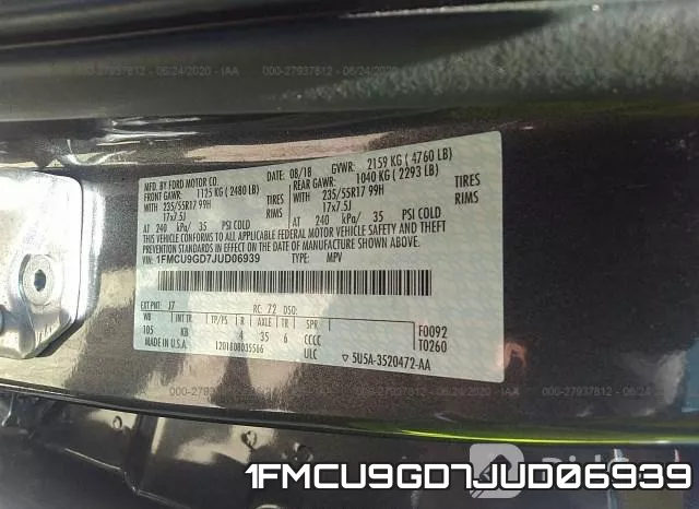 1FMCU9GD7JUD06939 фото 10