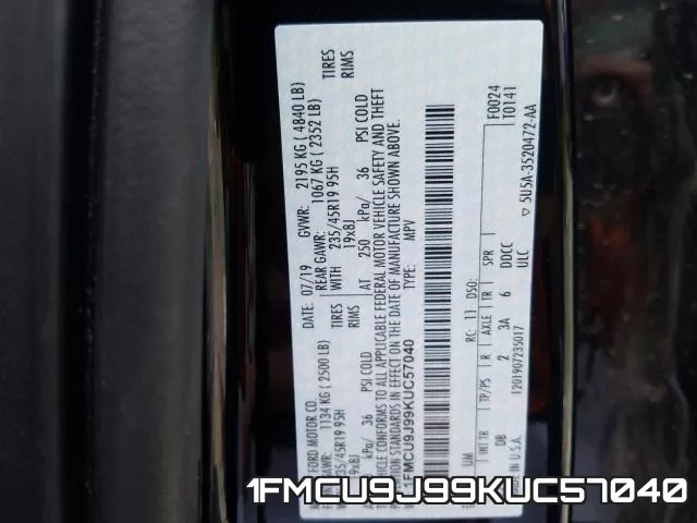 1FMCU9J99KUC57040 фото 2