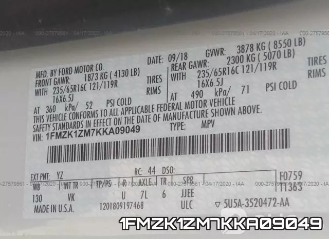 1FMZK1ZM7KKA09049 фото 10