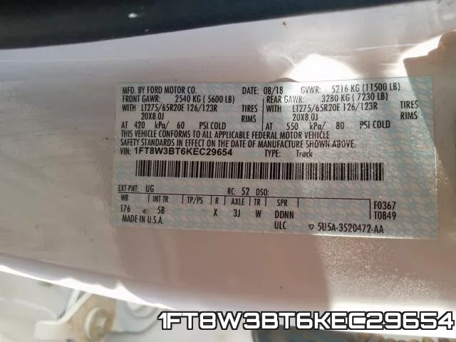 1FT8W3BT6KEC29654 фото 2