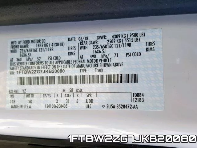 1FTBW2ZG7JKB20080 фото 2