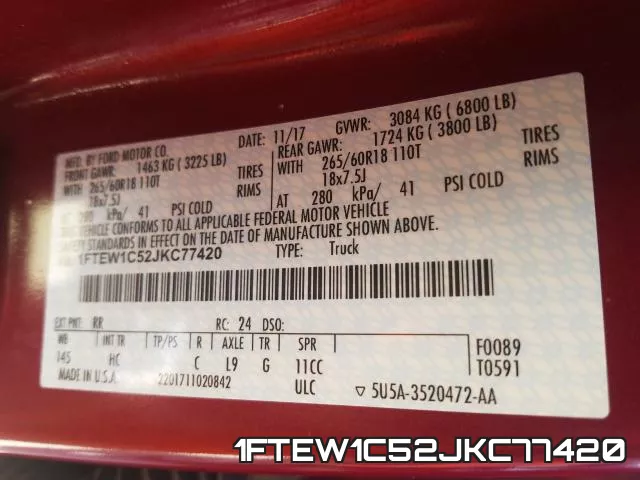 1FTEW1C52JKC77420 фото 2