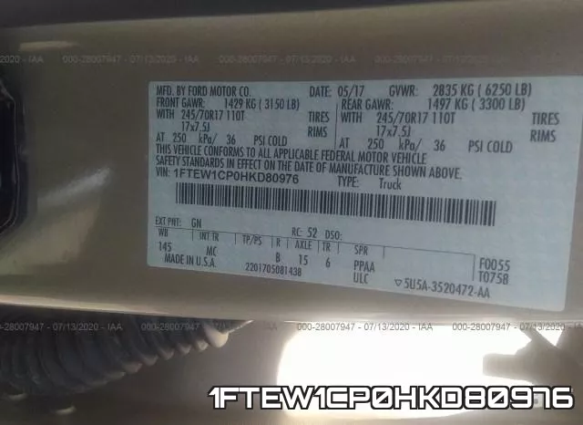 1FTEW1CP0HKD80976 фото 10
