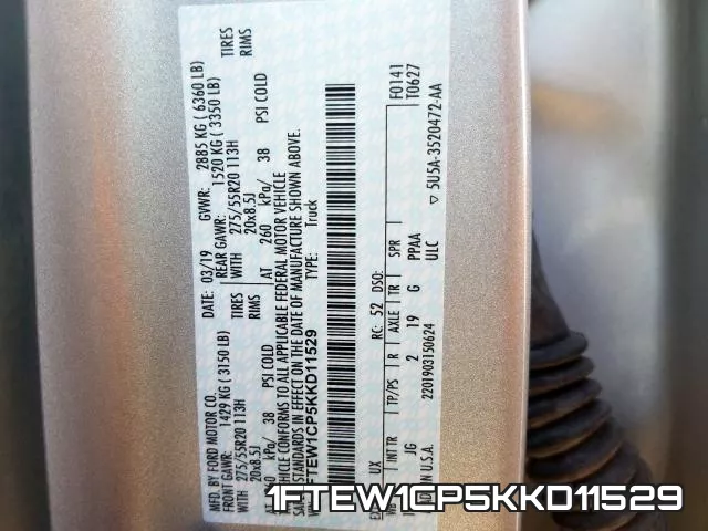 1FTEW1CP5KKD11529 фото 2