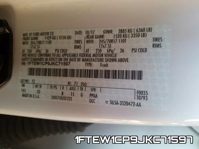 1FTEW1CP9JKC71597 фото 2