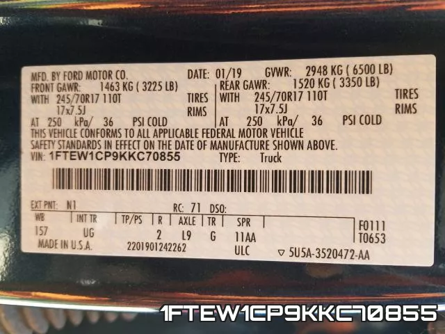 1FTEW1CP9KKC70855 фото 2