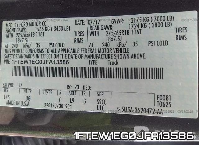 1FTEW1EG0JFA13586 фото 10