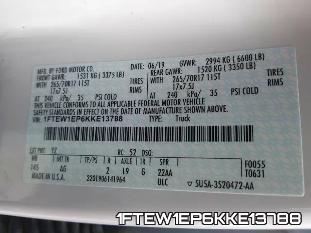 1FTEW1EP6KKE13788 фото 2