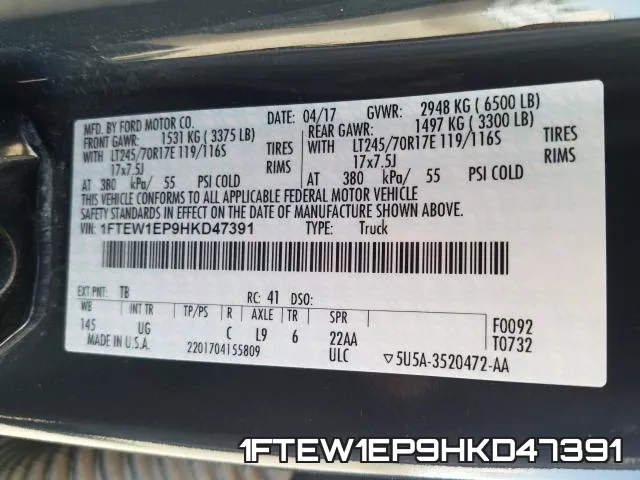 1FTEW1EP9HKD47391 фото 2