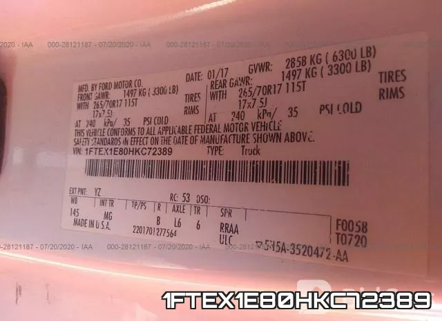 1FTEX1E80HKC72389 фото 10