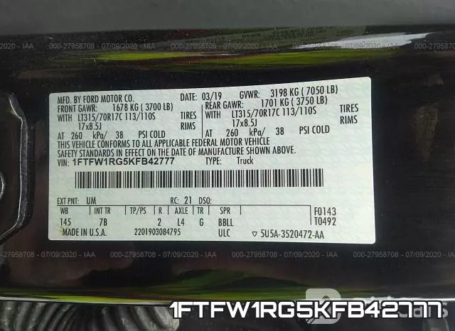 1FTFW1RG5KFB42777 фото 10
