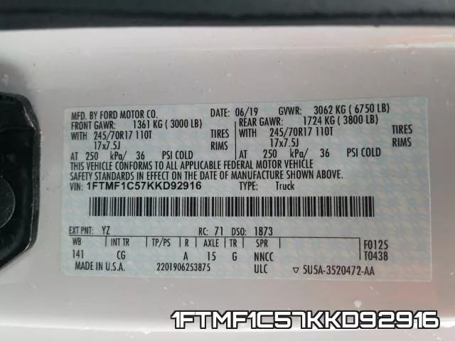 1FTMF1C57KKD92916 фото 2