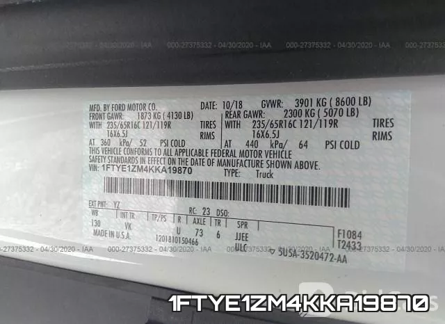 1FTYE1ZM4KKA19870 фото 10