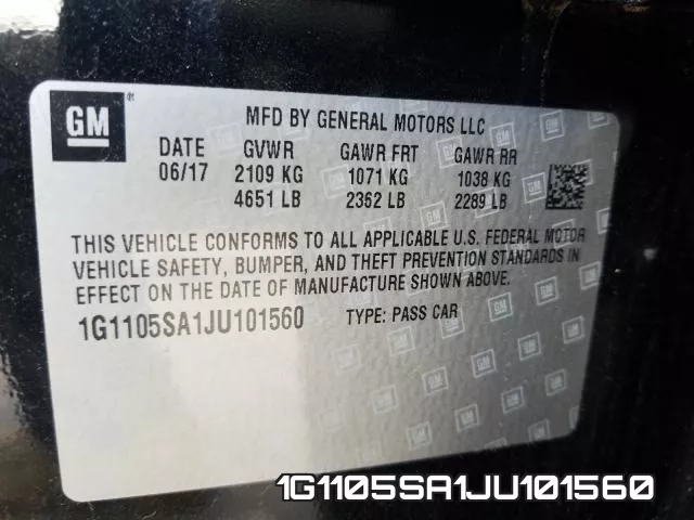1G1105SA1JU101560 фото 2