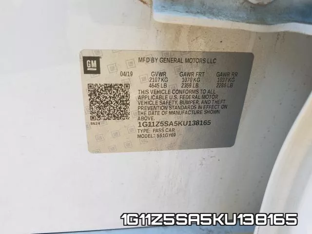 1G11Z5SA5KU138165 фото 2