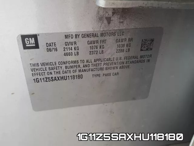 1G11Z5SAXHU118180 фото 2