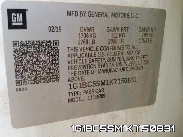 1G1BC5SM1K7150831 фото 2