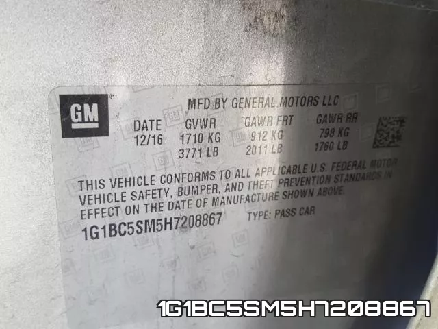1G1BC5SM5H7208867 фото 2