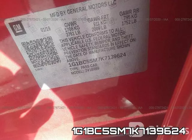 1G1BC5SM7K7139624 фото 10