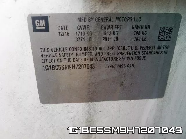 1G1BC5SM9H7207043 фото 2