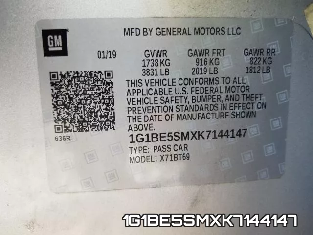 1G1BE5SMXK7144147 фото 2