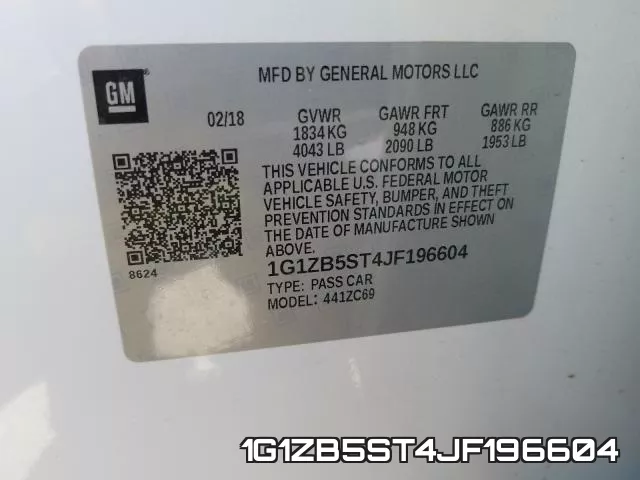 1G1ZB5ST4JF196604 фото 2