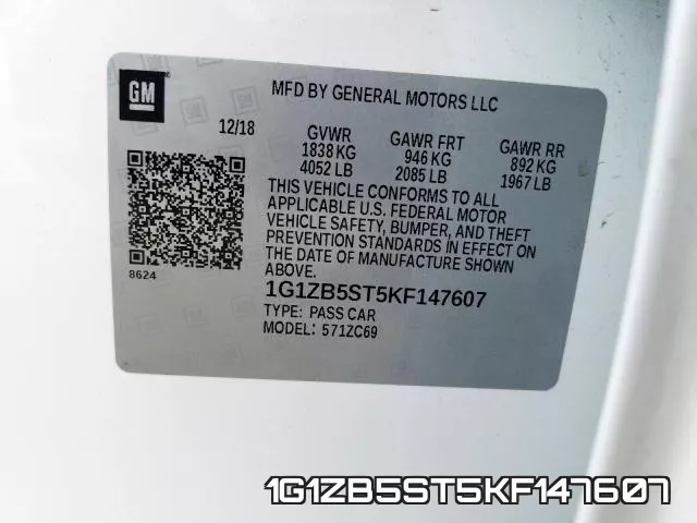 1G1ZB5ST5KF147607 фото 2