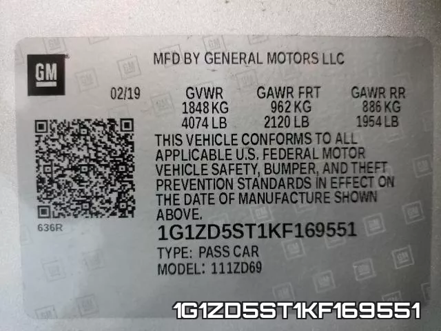 1G1ZD5ST1KF169551 фото 2