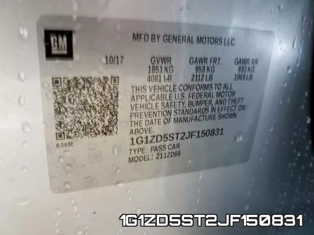 1G1ZD5ST2JF150831 фото 2