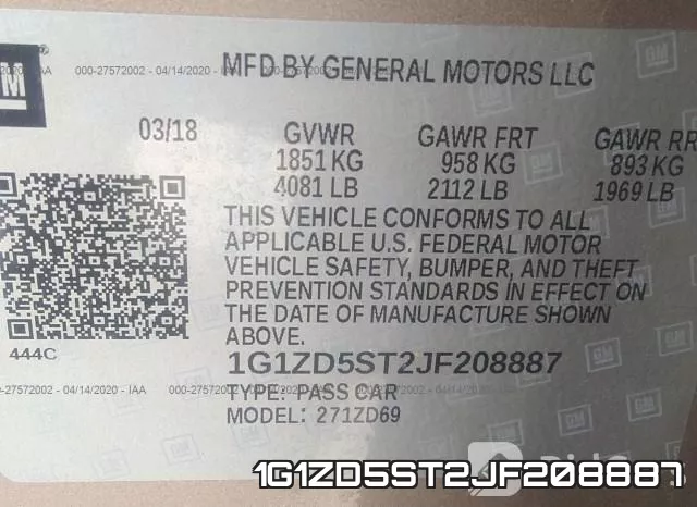 1G1ZD5ST2JF208887 фото 10