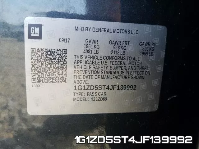 1G1ZD5ST4JF139992 фото 2