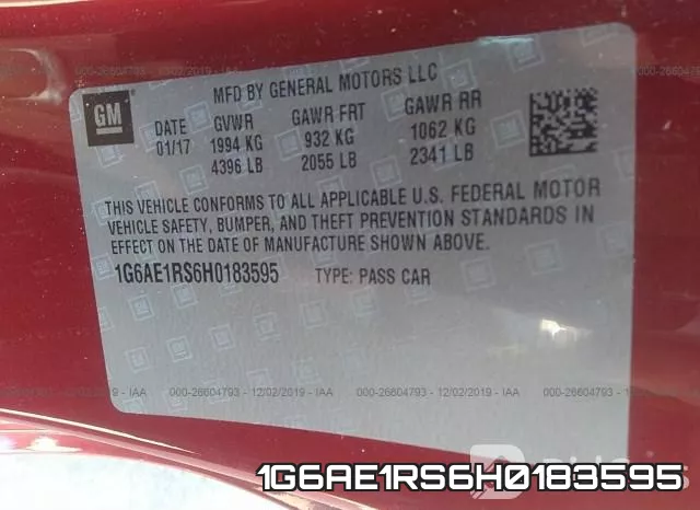 1G6AE1RS6H0183595 фото 10