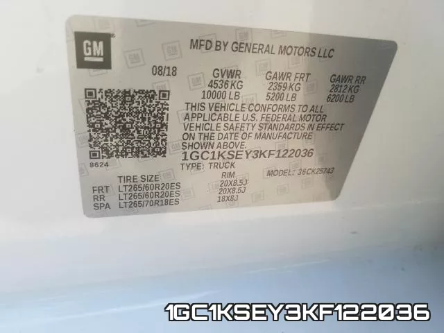 1GC1KSEY3KF122036 фото 2