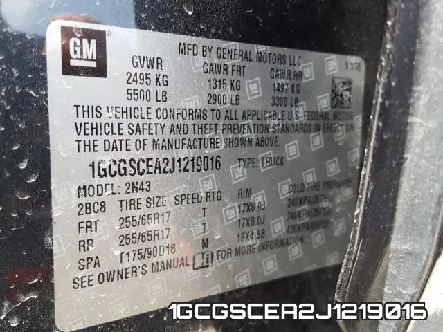 1GCGSCEA2J1219016 фото 2