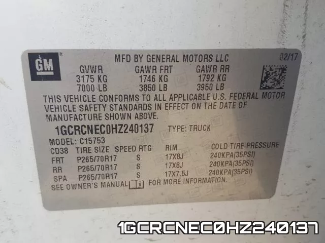 1GCRCNEC0HZ240137 фото 2