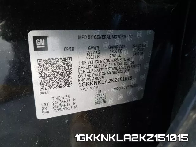 1GKKNKLA2KZ151015 фото 2